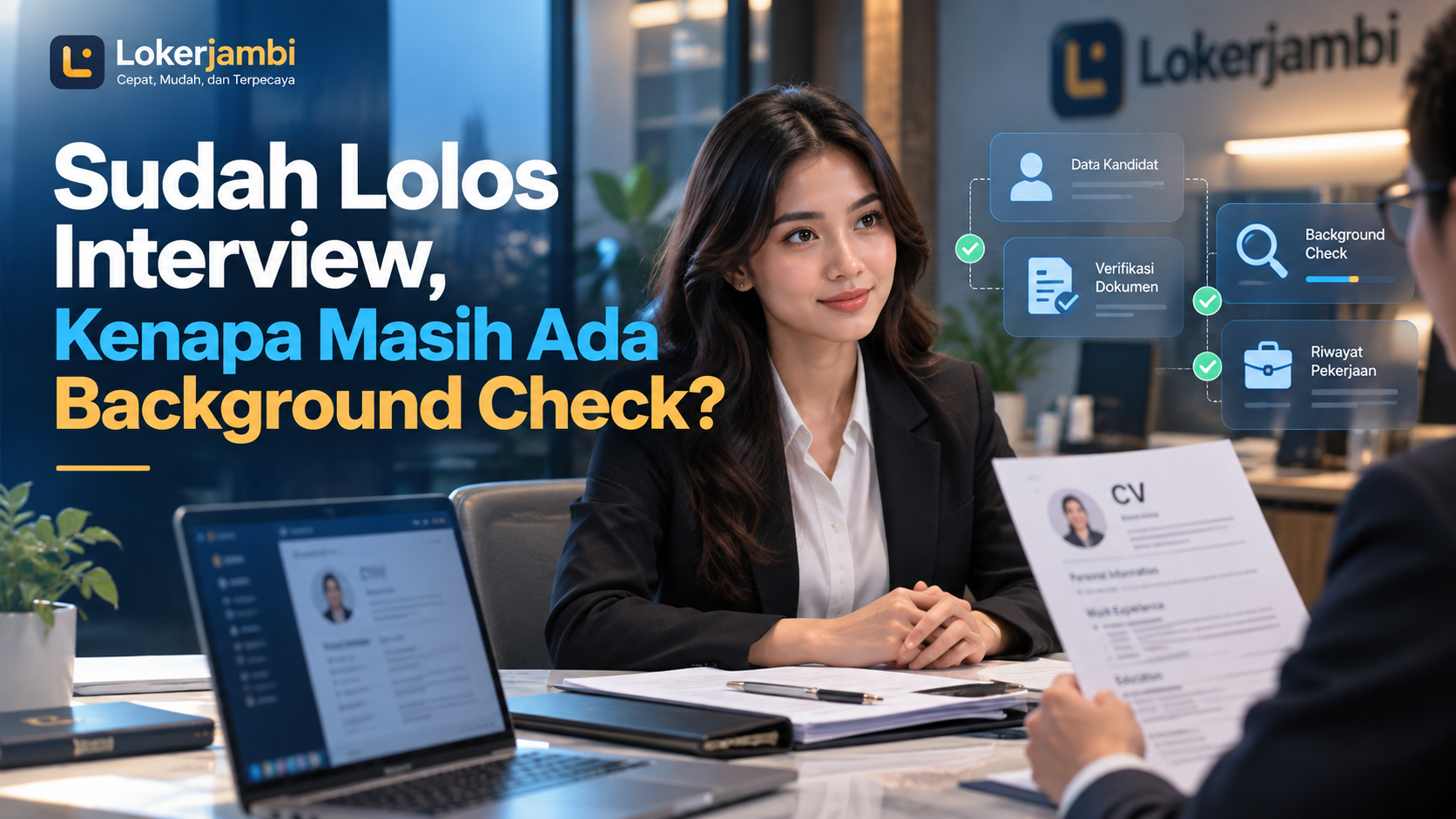 Kandidat kerja mengikuti proses background check setelah lolos interview di perusahaan.
