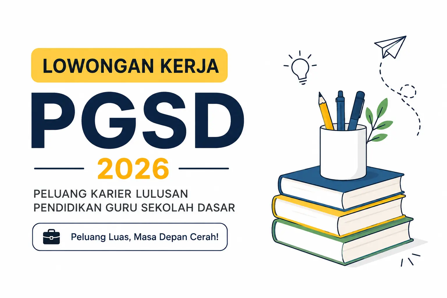 lowongan kerja PGSD, loker guru SD, lulusan PGSD, pekerjaan guru, tutor privat SD, edtech Indonesia, content creator edukasi, karier pendidikan, kerja fresh graduate, peluang kerja 2026
